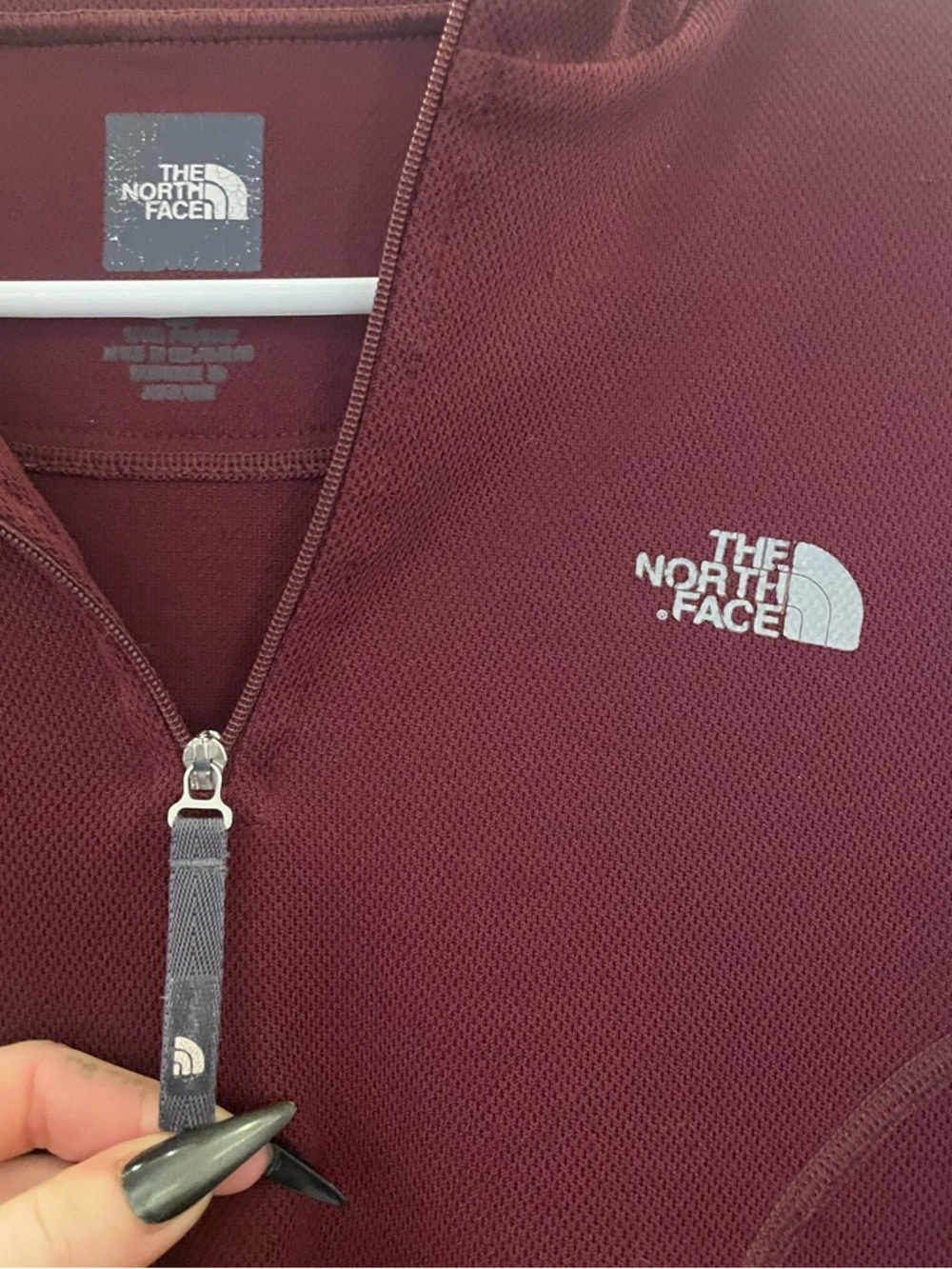 The North Face Women's Burgundy Vintage Quarter-Zip LongSleeve Top Outdoorsy Y2K - Picture 8 of 15